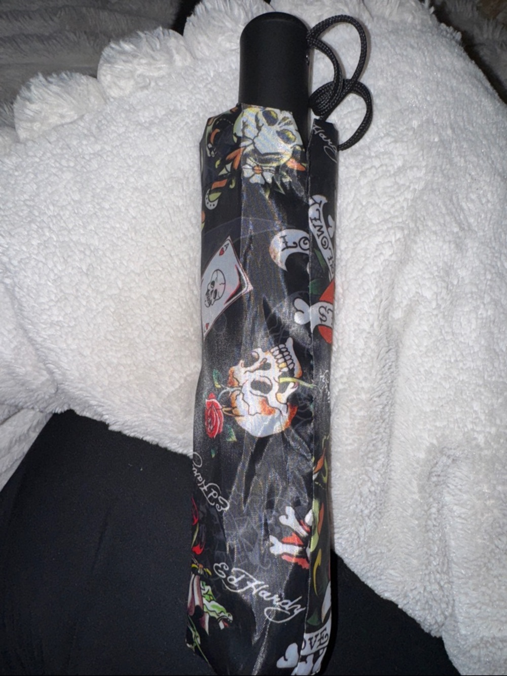 NWT Ed Hardy Auto Open/Close Compact Umbrella - Picture 3 of 3